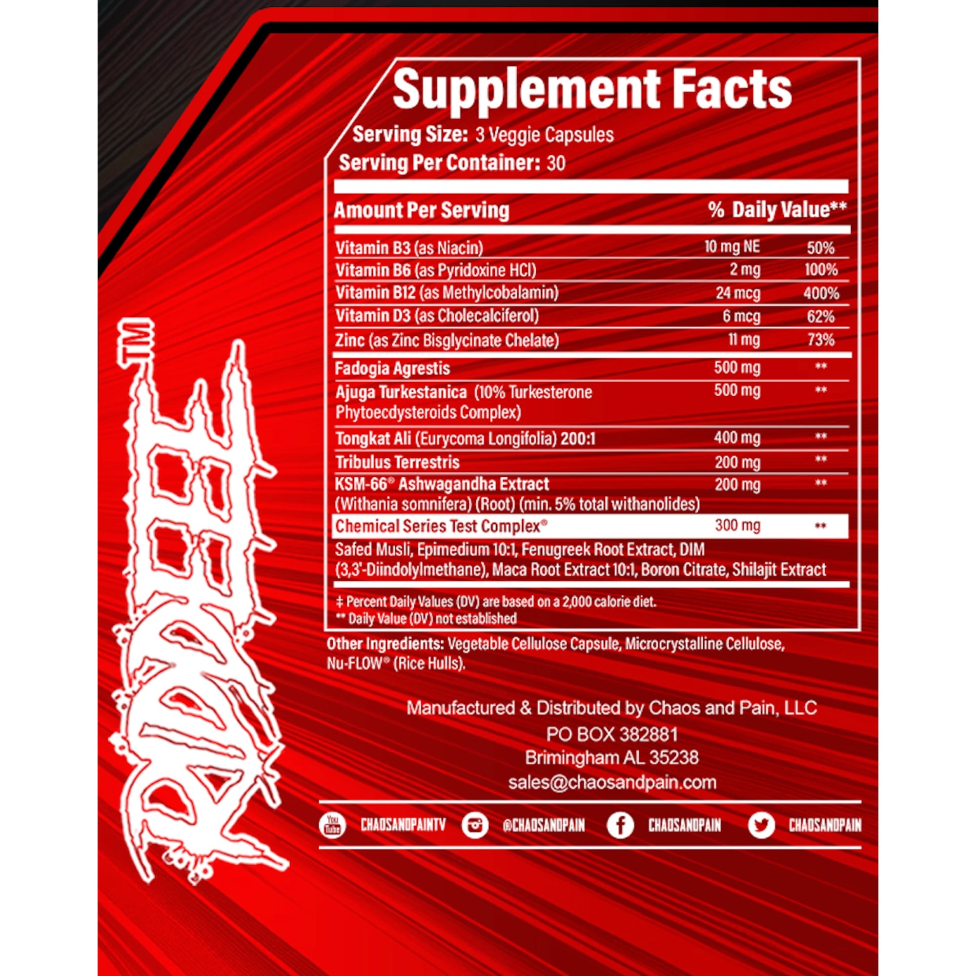 supplement facts chemical test
